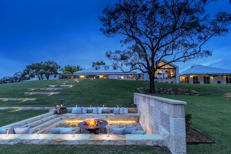 Fire pit and sunken seating area at Spicers Guesthouse