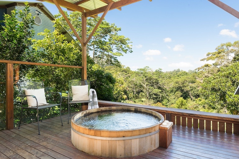 Spicers Tamarind Retreat's spa bath perfect for relaxing romantic getaways