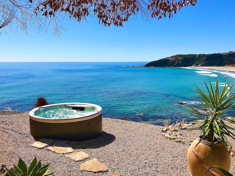 LifeTime Private Retreats outdoor jetted tub with ocean view
