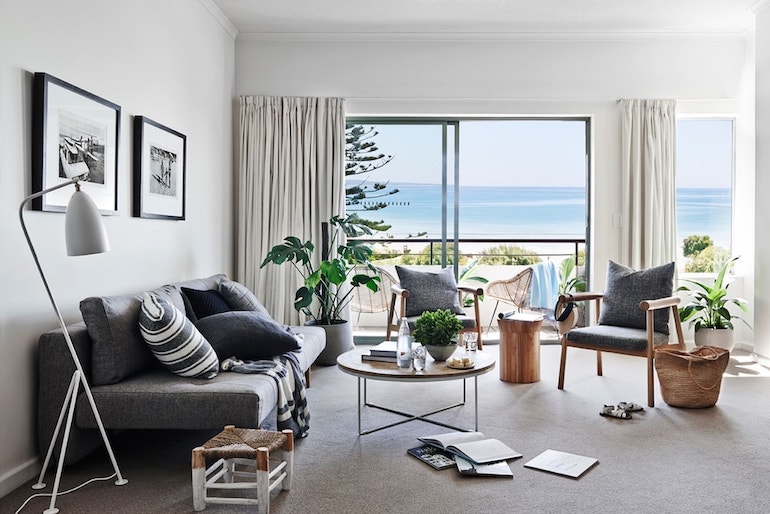 Cumberland Lorne's self-contained apartments have chic interiors perfect for relaxing weekend getaways from Melbourne.