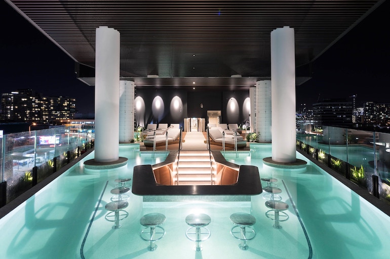 The eye-catching swim-up bar with skyline views at FV by Peppers