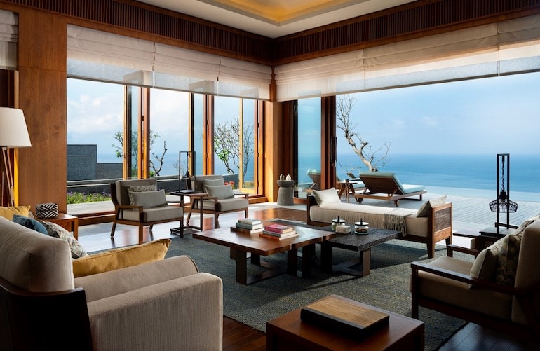 Undisturbed ocean views from on one of the living areas at Six Senses Uluwatu's villas