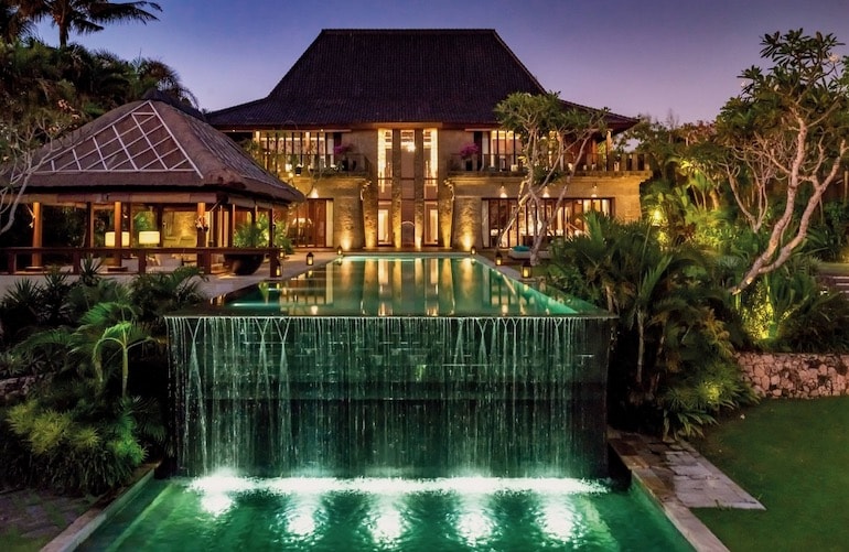 Gorgeous infinity waterfall pools at Bulgari Resort Bali's Bulgari Villa