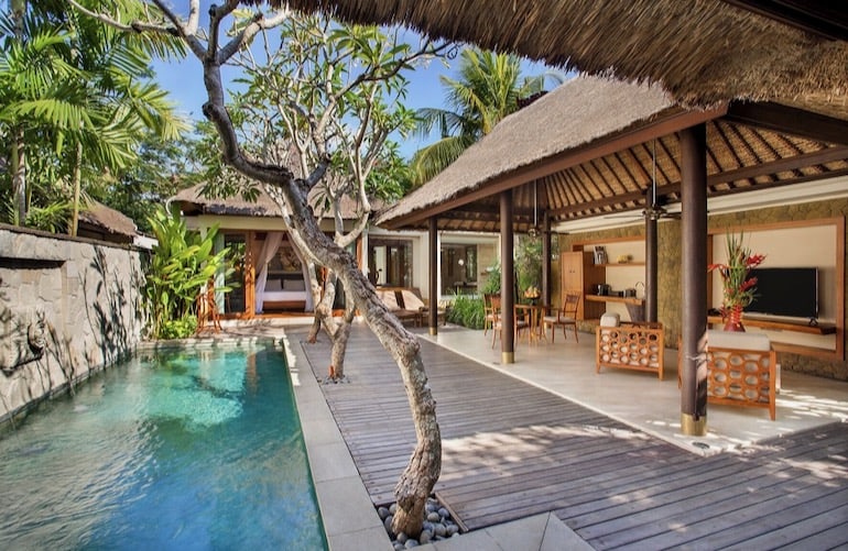 Private pool and semi-open living areas in Amarterra Villas Resort Bali Nusa Dua