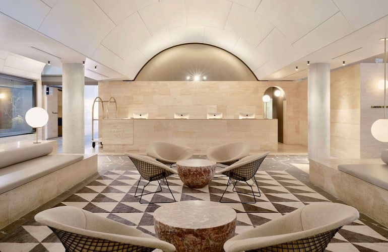 The Calile Hotel's minimalist lobby
