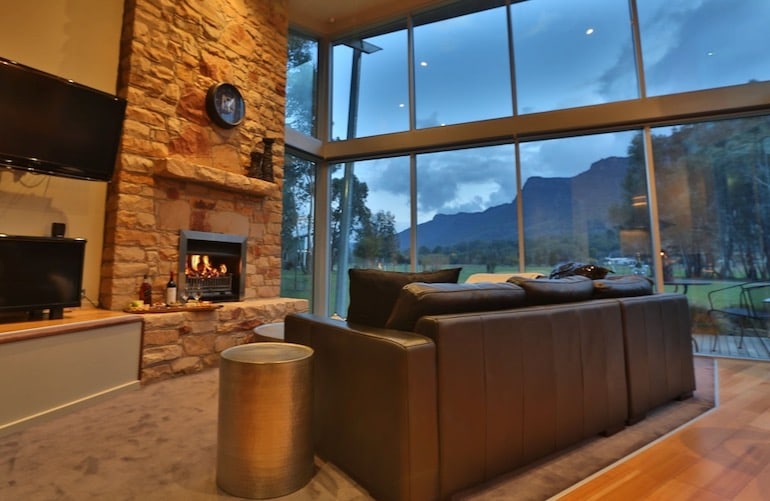 Spacious living area and fire place at Ironstone Romantic Couples Retreat